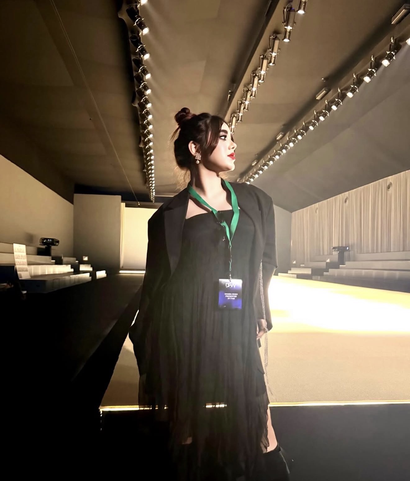 Parmida Askari backstage at a Dubai Fashion Week runway